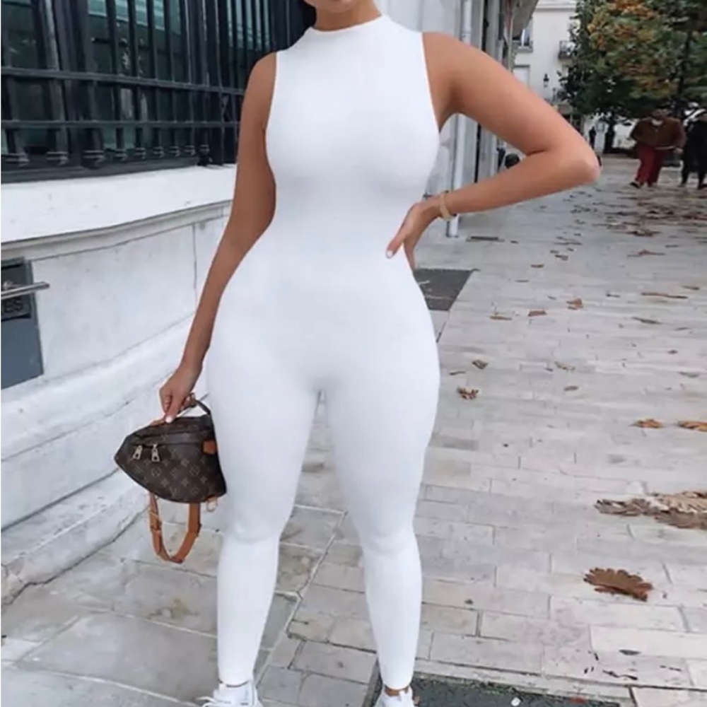 White thick spandex one piece